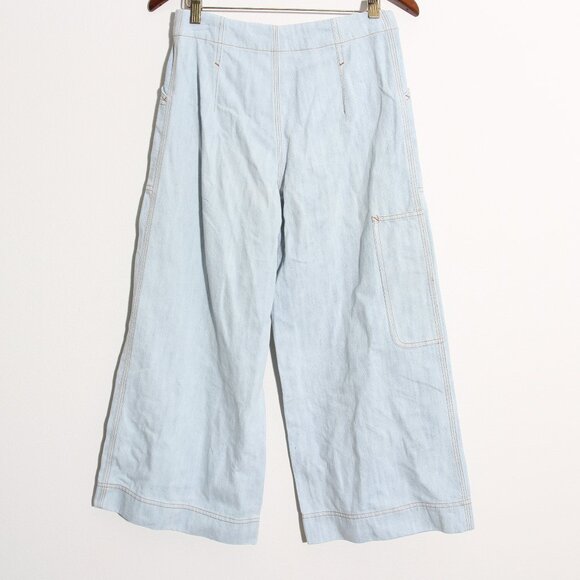 Acne Studios Cropped High-Rise Wide-Leg Jeans Denim Culottes Blue Size 36 US 4 - Picture 6 of 10